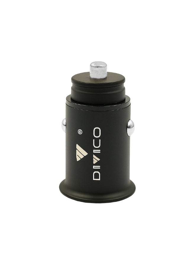 DIVICO A3004 Car Charger 12V–24V Input, Dual USB Fast Charging Output, Zinc Alloy Body, Compact 43.5 x 20.4 x 34.3mm, 31.5g Lightweight, Black - Image 1